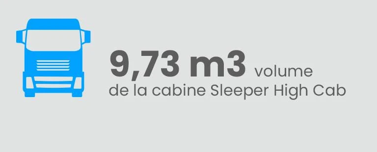 9,73 M3 DE VOLUME DE LA CABINE SLEEPER HIGH CAB